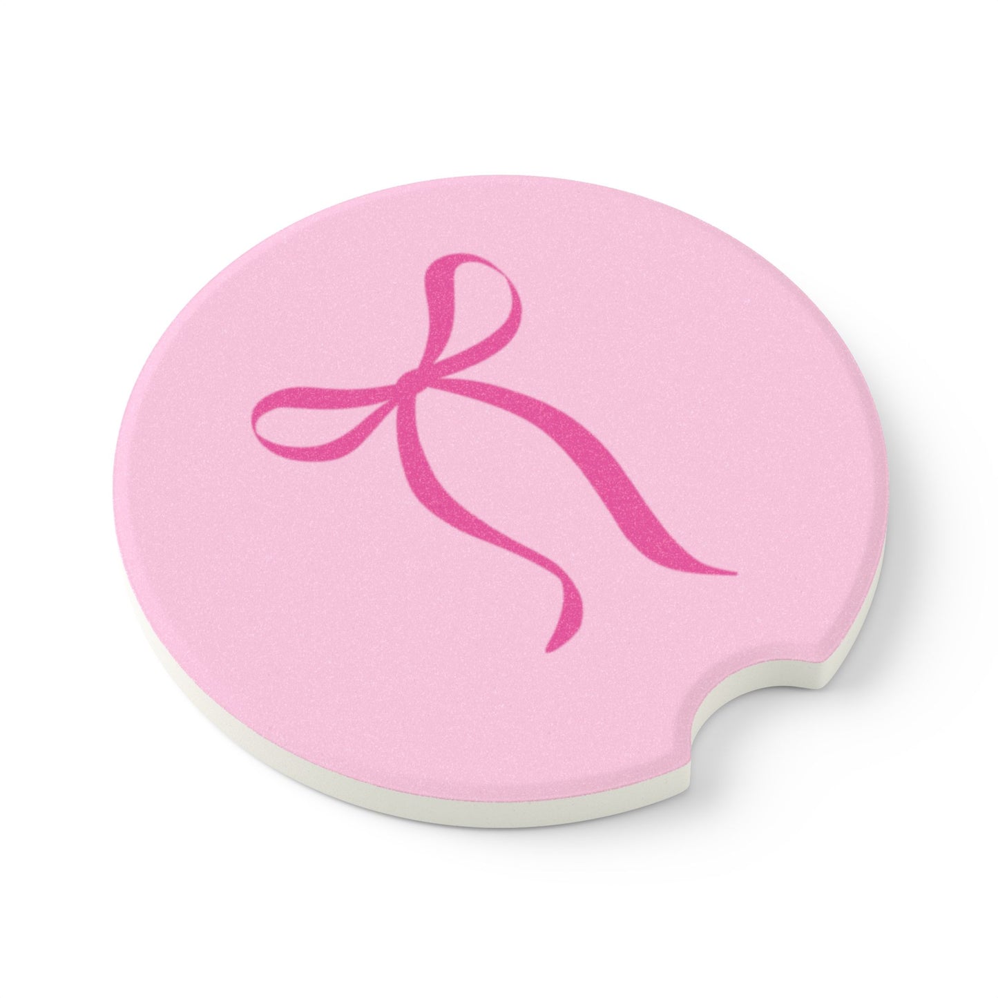 Pink Bow, Soapstone Car Coaster